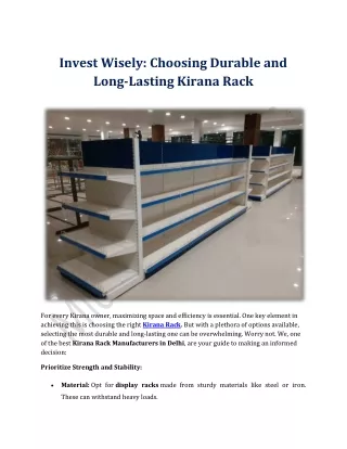 Invest Wisely Choosing Durable and Long-Lasting Kirana Rack