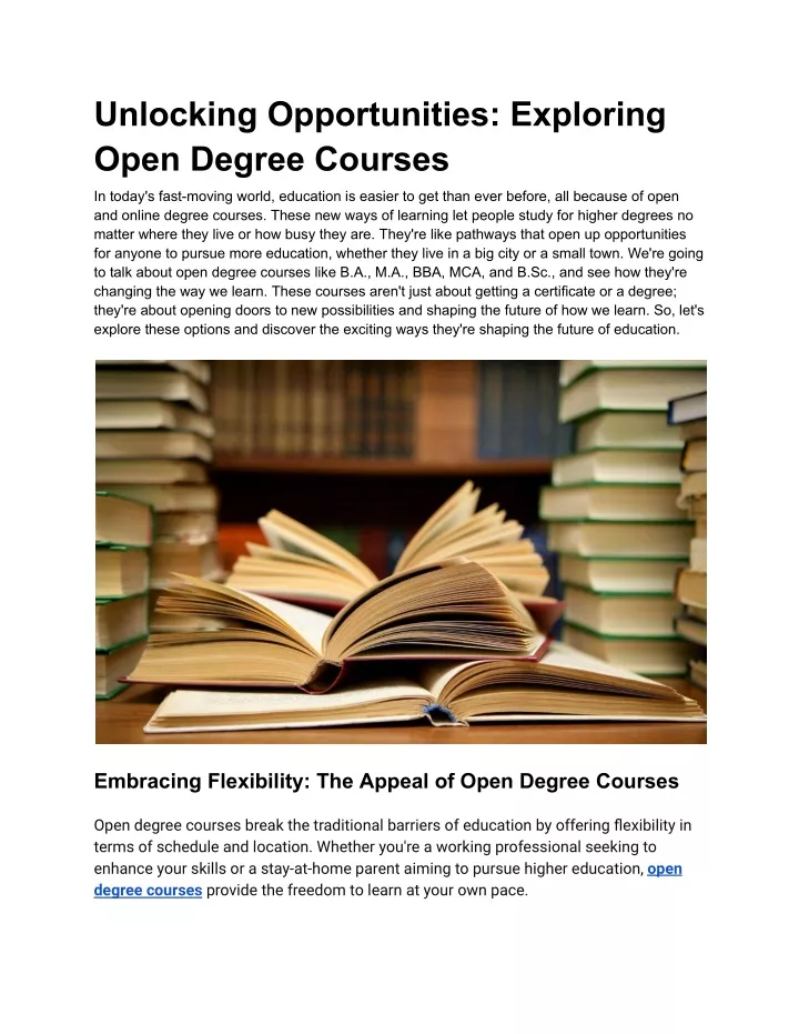 unlocking opportunities exploring open degree