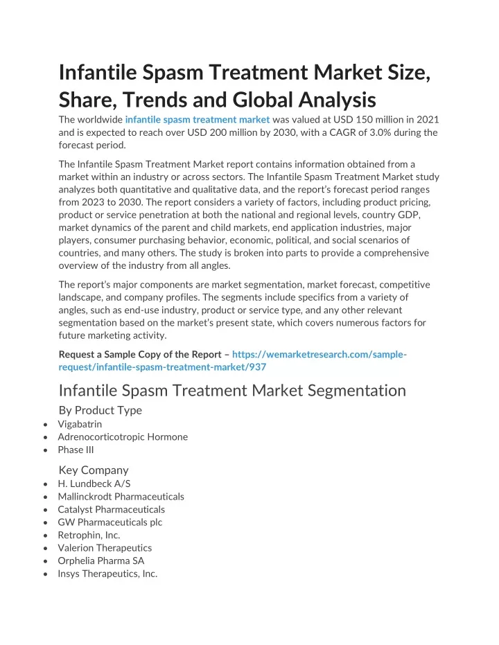 infantile spasm treatment market size share