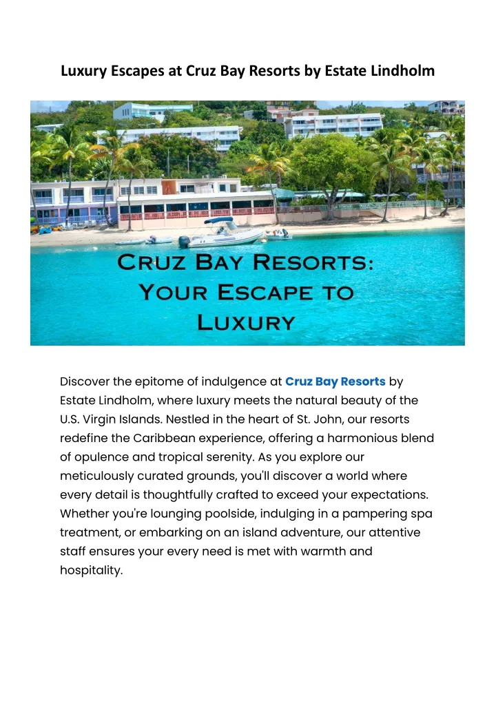 luxury escapes at cruz bay resorts by estate