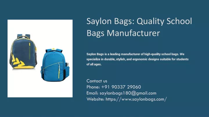 saylon bags quality school bags manufacturer