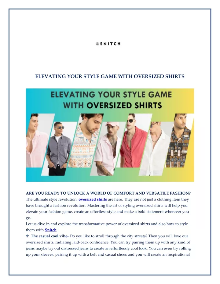 elevating your style game with oversized shirts