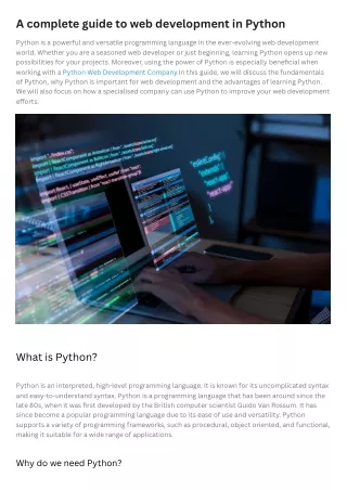 A complete guide to web development in Python