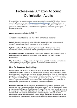 professional amazon account optimization audits