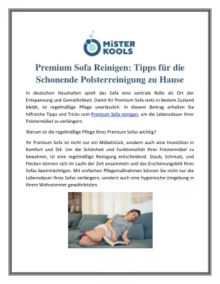 Premium Sofa Reinigen - Tipps für die Schonende Polsterreinigung zu Hause