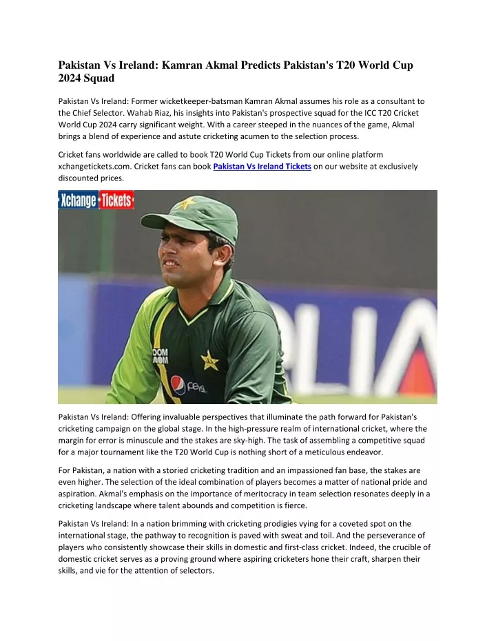 pakistan vs ireland kamran akmal predicts