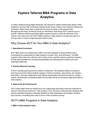 Explore Tailored MBA Programs in Data Analytics