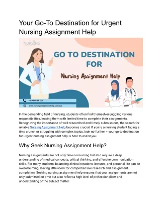 Your Go-To Destination for Urgent Nursing Assignment Help