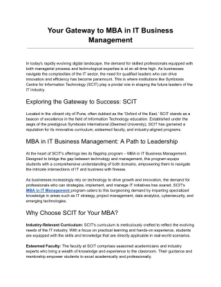 Your Gateway to MBA in IT Business Management