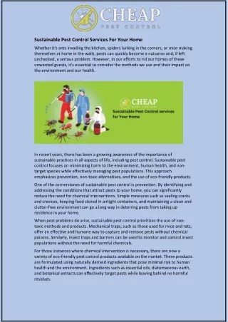 sustainable pest control services for your home
