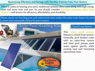 Maximizing Efficiency and Savings with TherMax Extreme Solar Pool Heaters