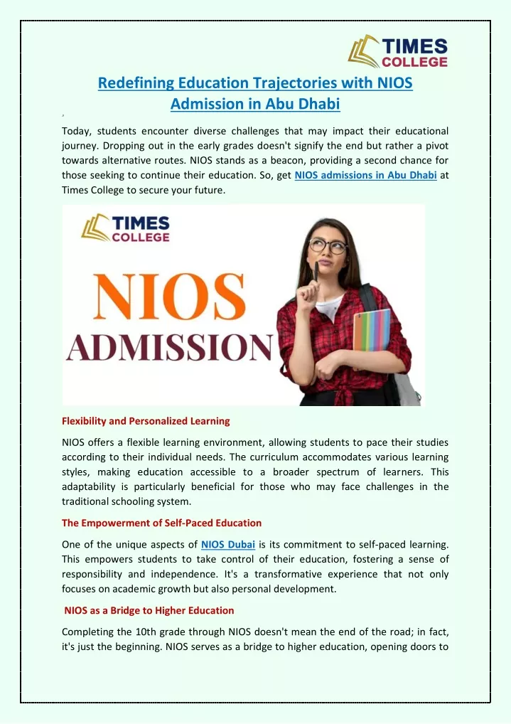 redefining education trajectories with nios