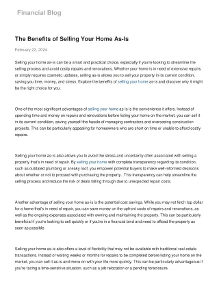 the-benefits-of-selling-your-home-as-is