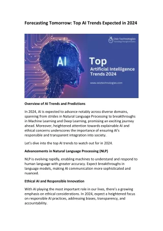 forecasting tomorrow top ai trends expected