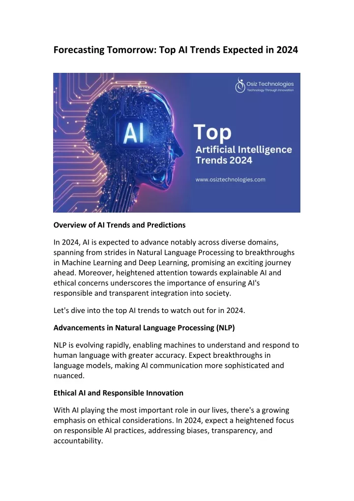 forecasting tomorrow top ai trends expected