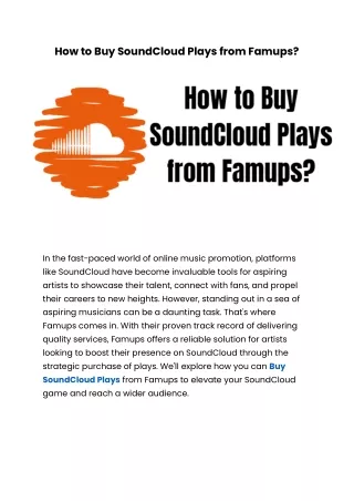 how to buy soundcloud plays from famups