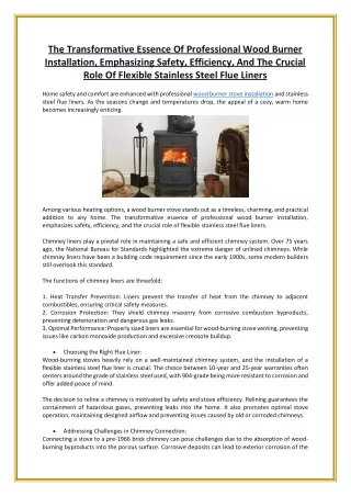 The Transformative Essence Of Professional Wood Burner Installation, Emphasizing Safety, Efficiency, And The Crucial Rol