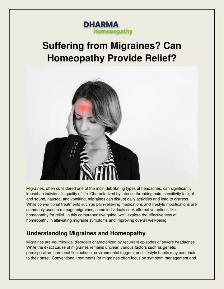 suffering from migraines can homeopathy provide