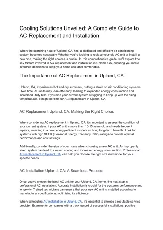 Cooling Solutions Unveiled: A Complete Guide to AC Replacement and Installation.