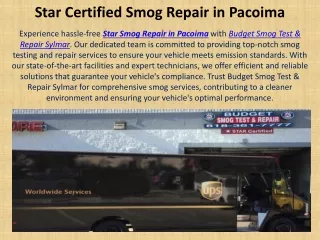 Star Certified Smog Repair in Pacoima