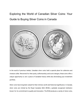 Exploring the World of Canadian Silver Coins_ Your Guide to Buying Silver Coins in Canada
