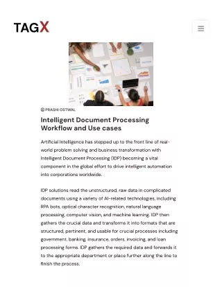Intelligent Document Processing Workflow and Use cases