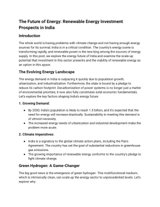 Investing in India’s Renewable Energy Future