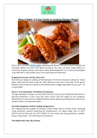 Premium Quality Chicken Wings Available at Kee Song Online
