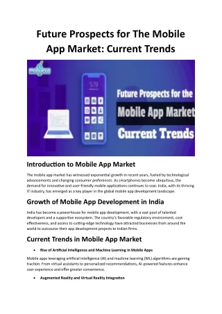 Future Prospects for The Mobile App Market: Current Trends