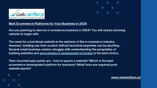 Best Ecommerce Platforms for Your Business in 2024