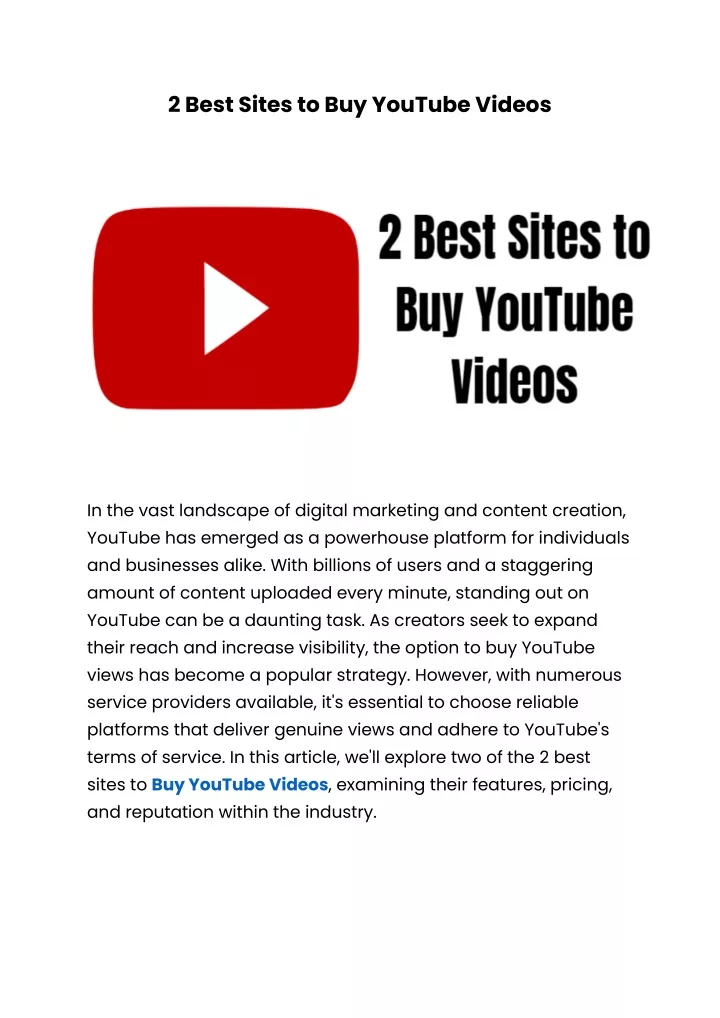 2 best sites to buy youtube videos