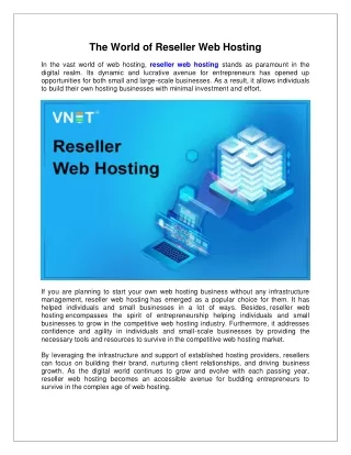 the world of reseller web hosting