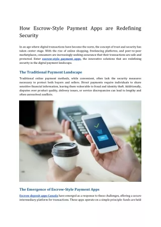 How Escrow-Style Payment Apps are Redefining Security