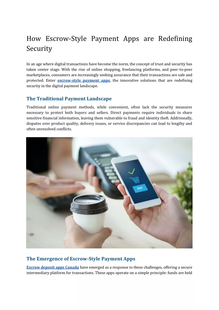 how escrow style payment apps are redefining