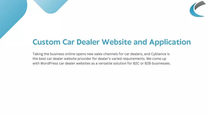 custom car dealer website and application