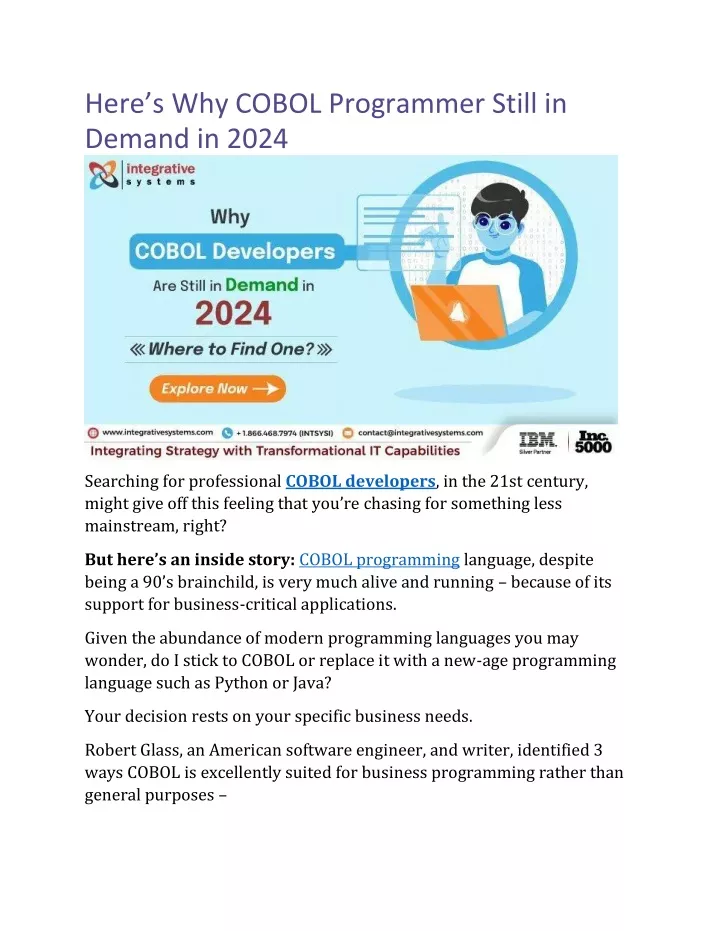 here s why cobol programmer still in demand