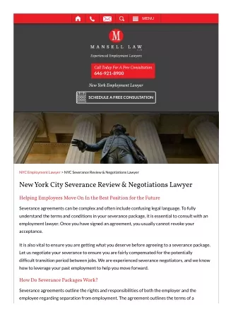 NYC Severance Review & Negotiations Lawyer | NYC Severance Attorneys