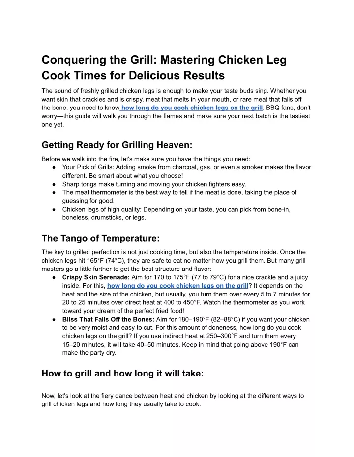 conquering the grill mastering chicken leg cook