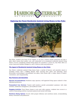 Best Residential assisted living homes in San Pedro
