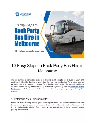 Melbourne Bus Hire: 10 Steps to Seamless Party Bus Booking