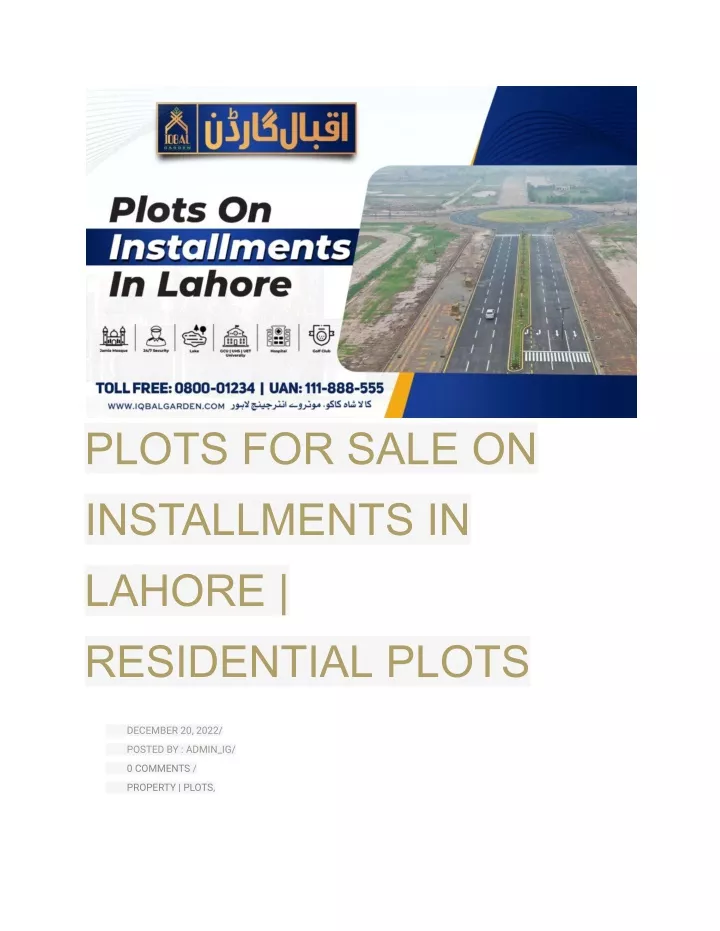 plots for sale on installments in lahore