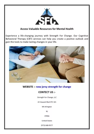 Access Valuable Resources for Mental Health