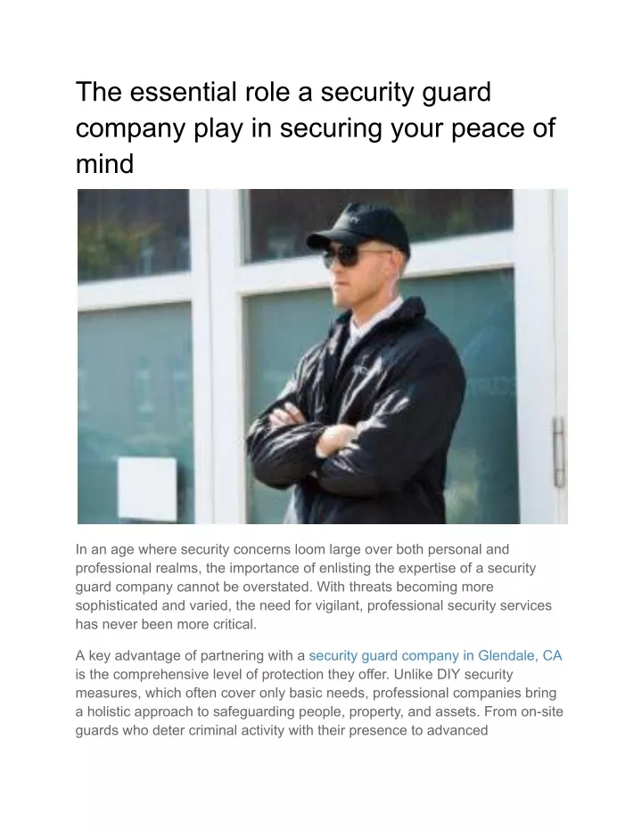 the essential role a security guard company play