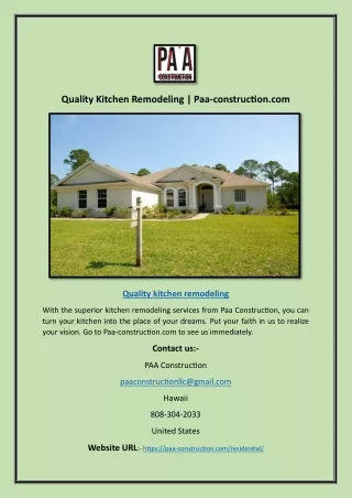 Quality Kitchen Remodeling | Paa-construction.com