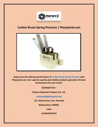 Carbon Brush Spring Pressure | Phynyxind.com