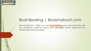 Boat Booking | Bookmyboat.com