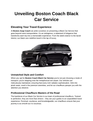 Unveiling Boston Coach Black Car Service