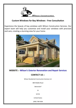 Custom Windows for Bay Windows  Free Consultation