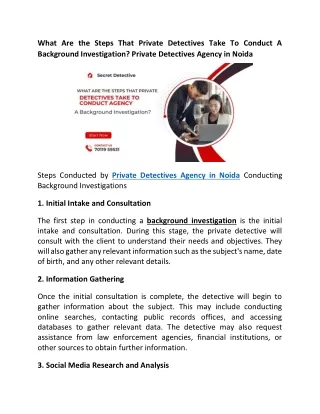 What Are The Steps That Private Detectives Take To Conduct A Background Investigation