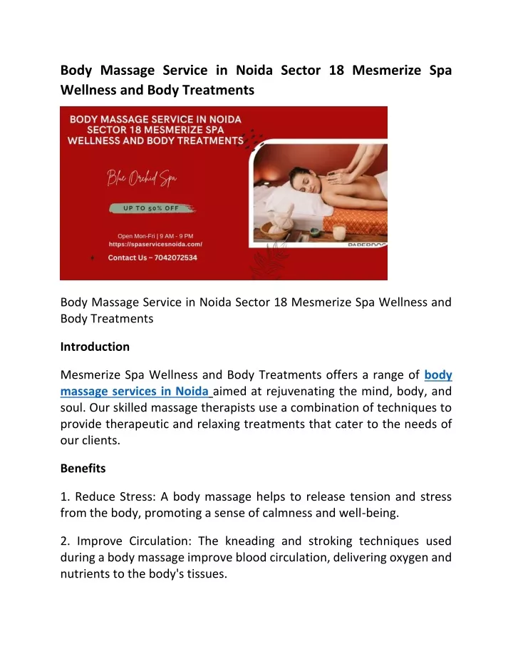 body massage service in noida sector 18 mesmerize